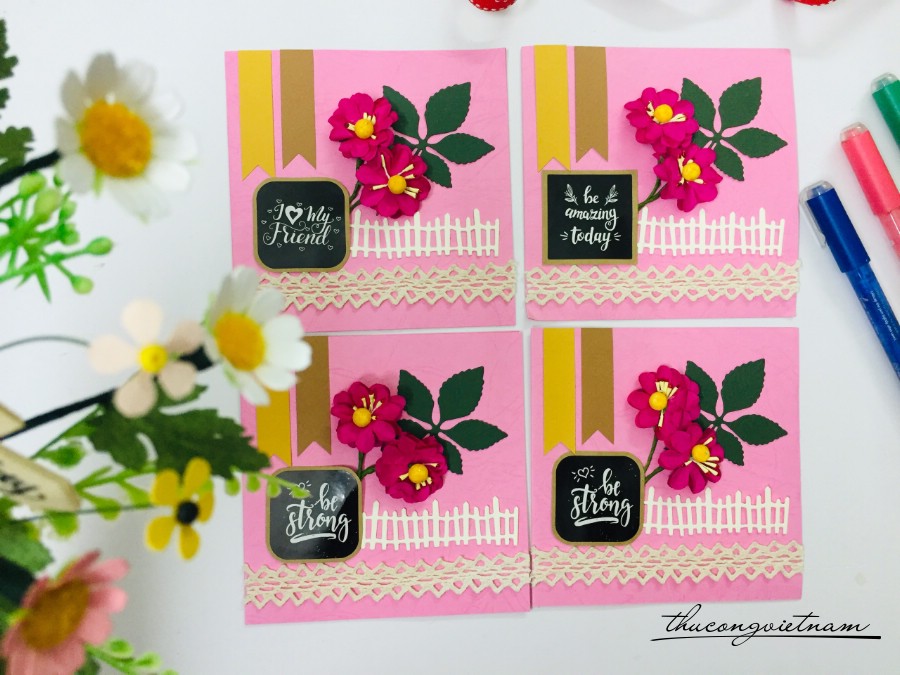 Thiệp Hoa Thông Điệp - Hồng